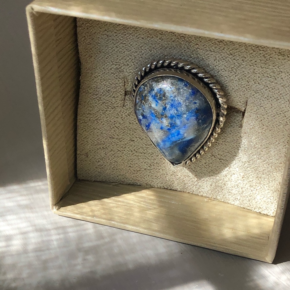 Size 7 Tear Drop Sodalite Stone and SterlingSilver - Picture 2 of 10